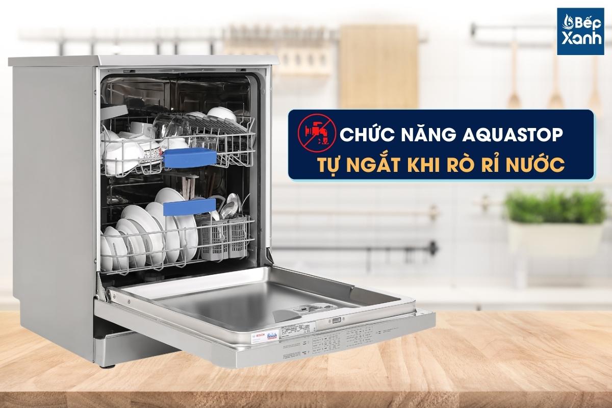 Chức năng Aquastop 100% đảm bảo các vấn đề rò rỉ nước của máy rửa bát 