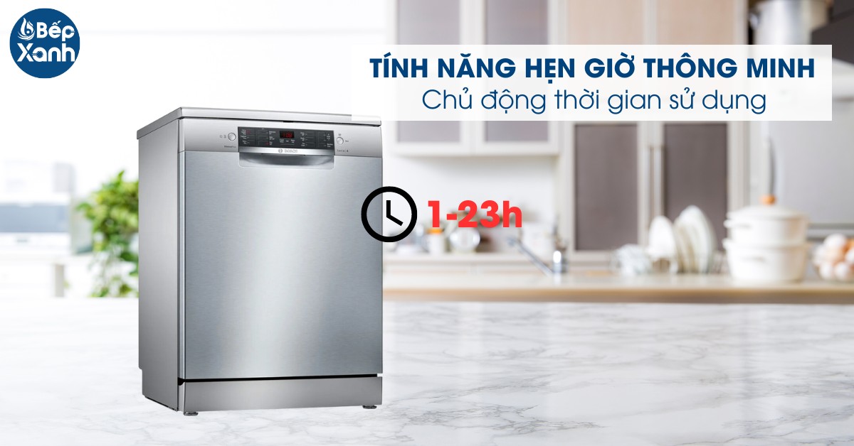 Máy rửa chén Bosch SMS46MI01G hẹn giờ