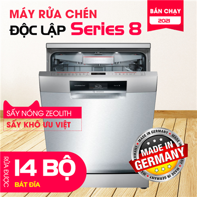 Máy Rửa Chén Độc Lập Series 8 Bosch HMH.SMS88TI03E / Nhập Khẩu Đức / Sấy Zeolitth